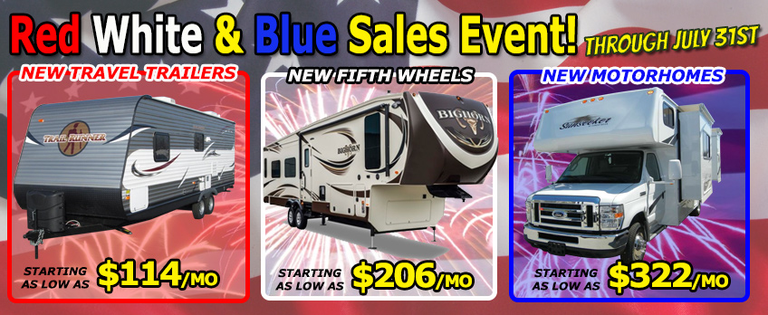 red, white and blue sales event