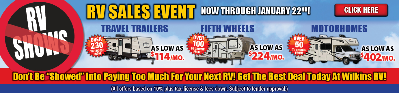 Wilkins RV No Show Sale Banner